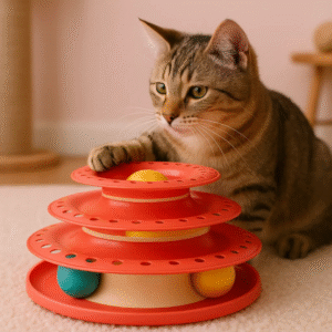 Vaishali WhirlTower – Triple-Level Spinning Ball Cat Toy