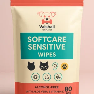 Vaishali Pet Planet SoftCare Sensitive Pet Wipes – Eye, Ear & Muzzle (80 pcs)